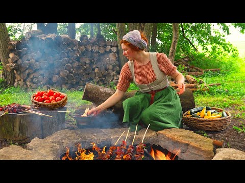 Cooking with Mulberries 🫐 ASMR Campfire Cooking in the Iowa Countryside