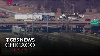 Dump truck crashes on I-290 outside Chicago, spilling salt onto Route 83