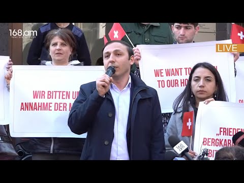 We trust you’ll recognize our rights to return to Artsakh. Stepanyan in front of Swiss embassy