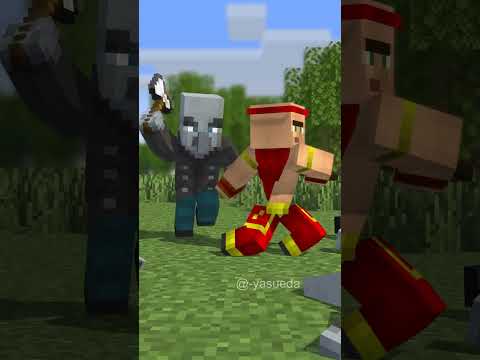 Kung fu Villager !  Grassland battle [minacraft Animation]　#shorts #マイクラ #minecraft