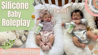 Silicone Baby Doll Feeding 🍼 Changing and Roleplay 👶👶 TWINS #siliconebaby #dolls #twinsbaby