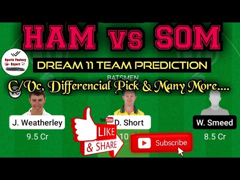 Som Vs Ham Dream11 Team Prediction | Somerset Vs Hampshire Dream11 Tips