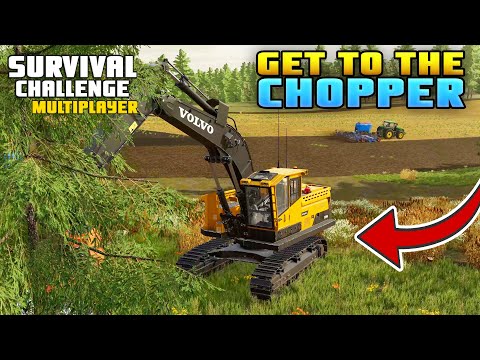 GET TO THE CHOPPER!! | Survival Challenge CO-OP | FS22 - Episode 62