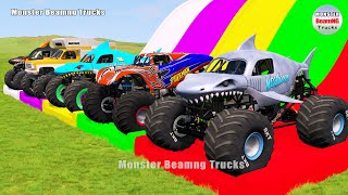 Triple Flatbed Trailer Monster Trucks Transport with Slide Color - BeamNG.drive 267