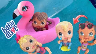 NEW Baby alive crib life dolls Swimming in the Pool 🏊‍♀️ Rosie has a BIG accident! 😱