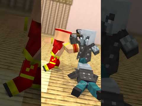 Kung fu Villager !  Gym battle [minacraft Animation]　#shorts #マイクラ #minecraft