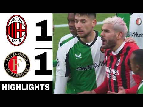 AC Milan vs Feyenoord 1-1 | Theo Hernández red card | Champions League Highlights