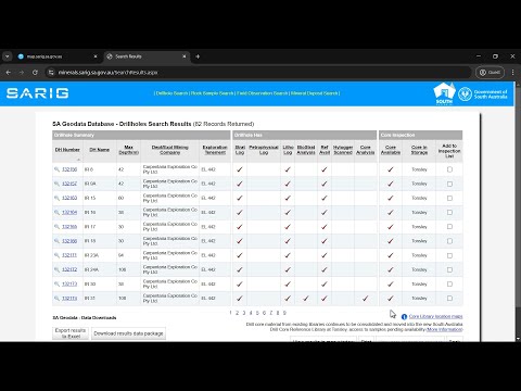 SARIG map – mineral drillhole search