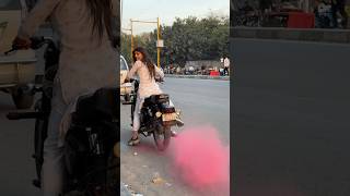 Holi with bullet 🌈♥️ #youtubeshorts  #holi #bulletgirl #ridelove #holispecial #ytshorts #trending