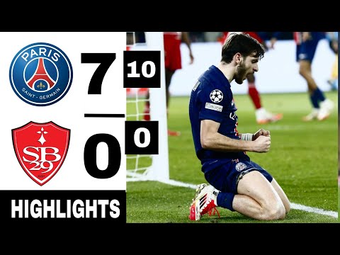 PSG vs Brest 7-0 | AGG 10-0 | Champions League Highlights & Goals PSG -brestois 10-0